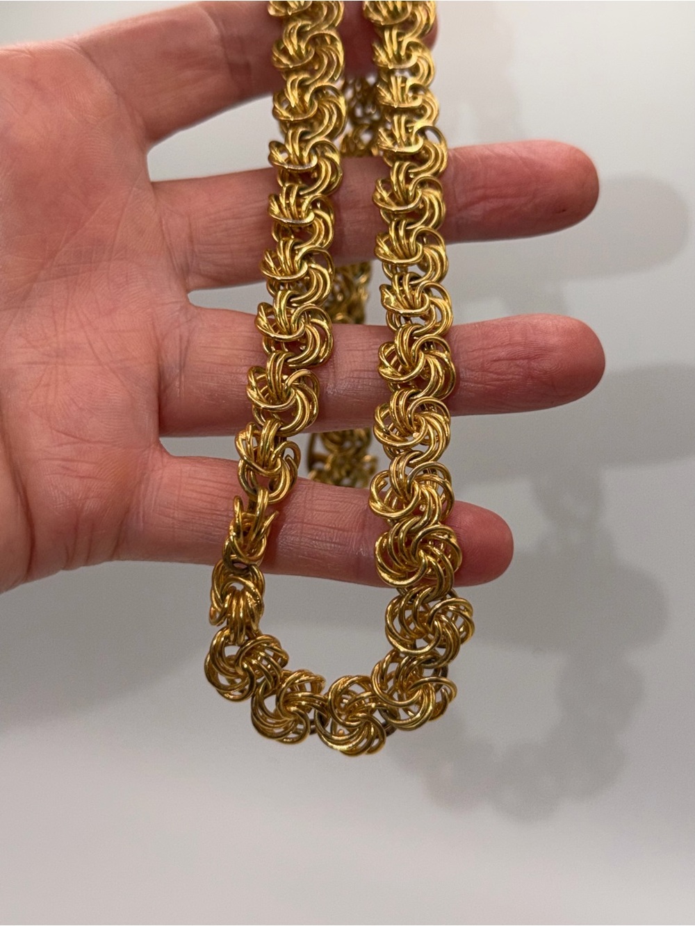 Vintage Napier Gold-Tone Interlocking Knot Link Necklace, Chunky Statement Chain - Picture 2 of 5